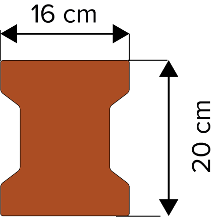 Maßzeichnung Doppel T-Stein: 20 x 16 cm, 4,2 cm Höhe